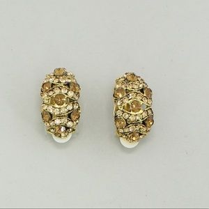 Victorian Crystal Clip on Earrings